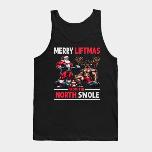 Merry Liftmas From North Swole Muscle Santa Weightlifting Tank Top